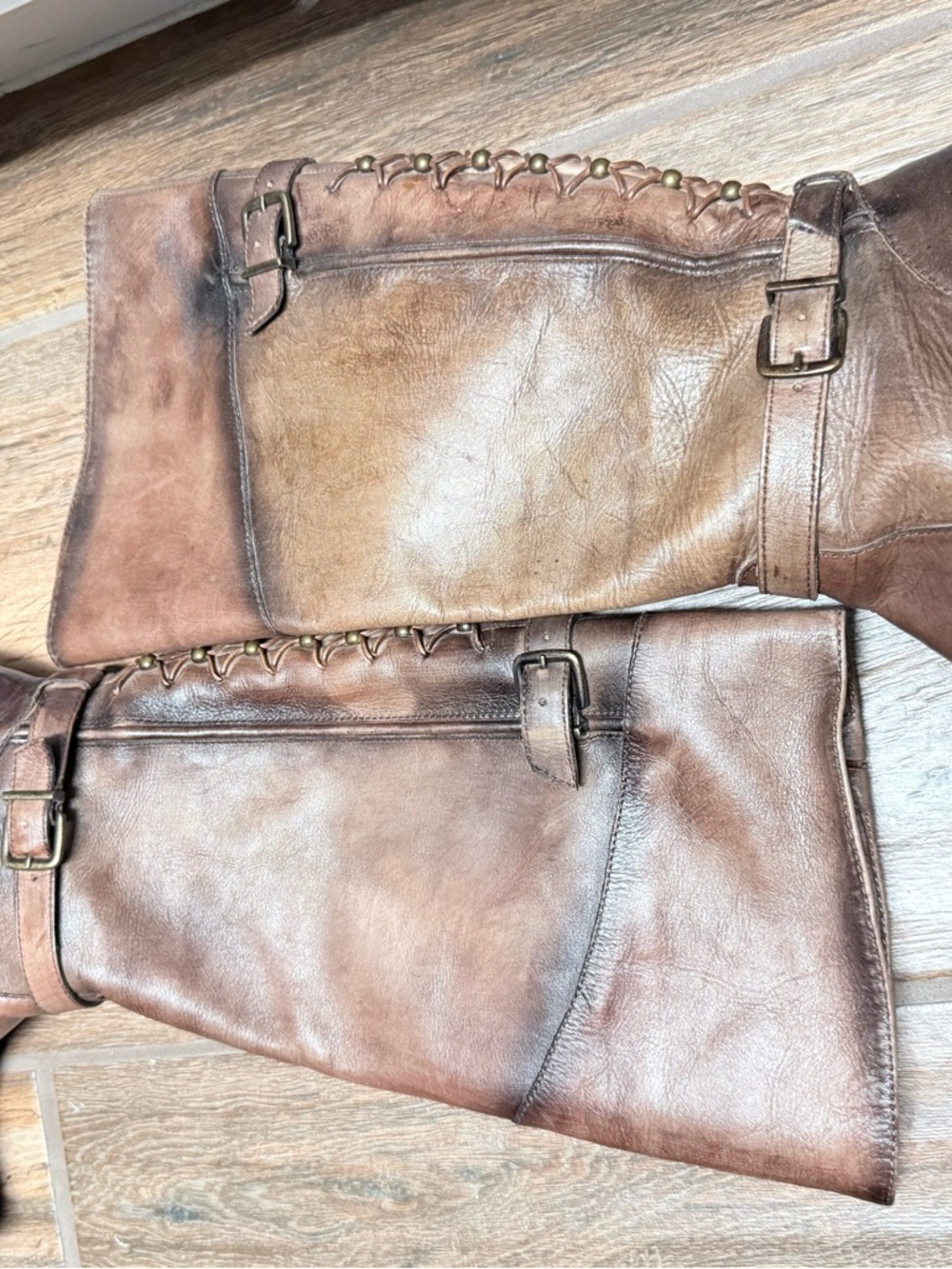 Giani Bernini Brown Leather Riding Boots Women’s Size 8.5 Distressed